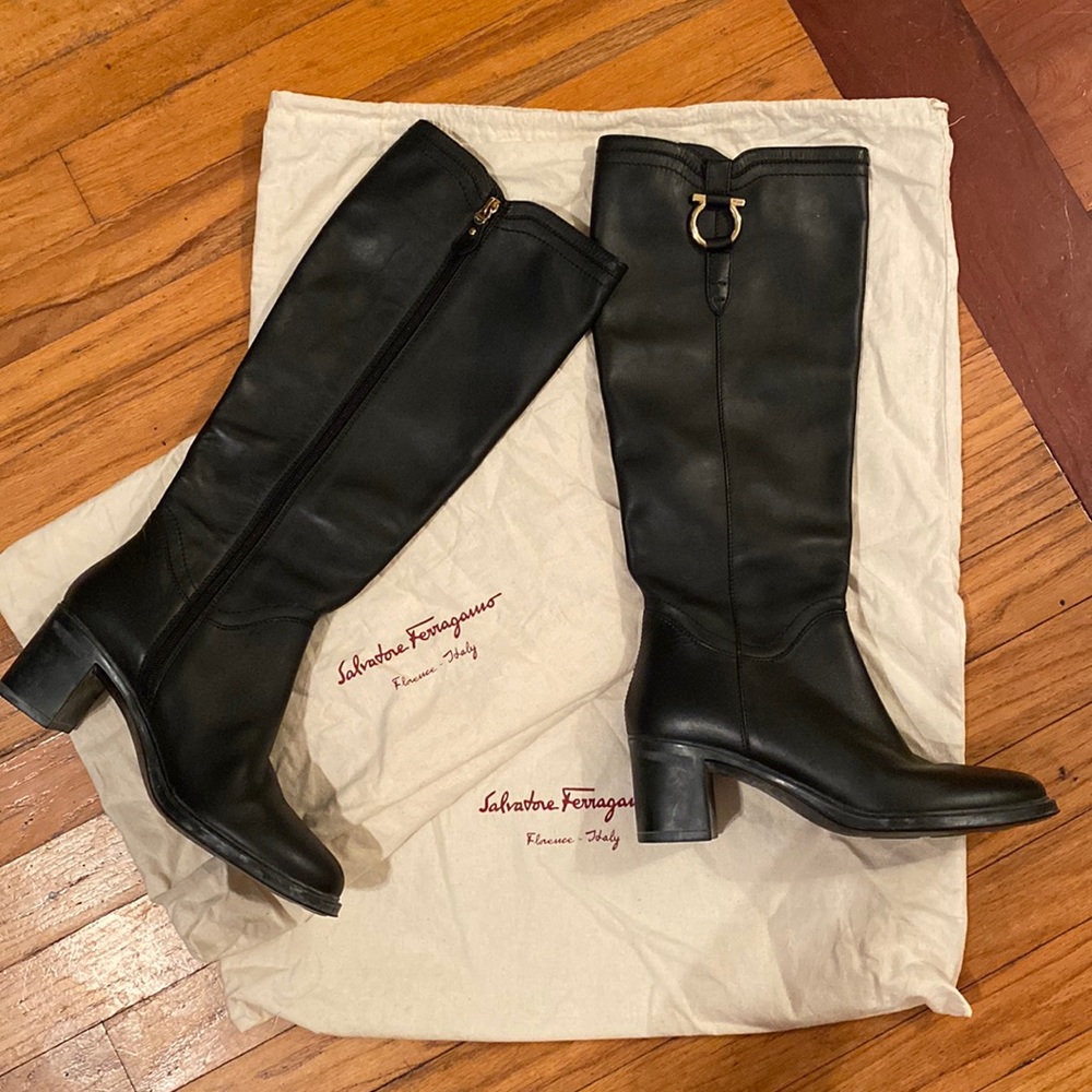 Ferragamo Black Leather Boots